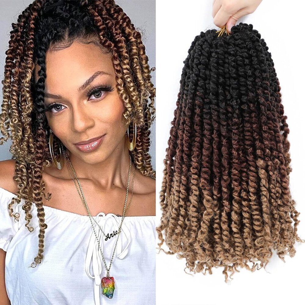 Pre-twisted Passion Twist Crochet Hair 14 Inch Synthetic Ombre for Black Women